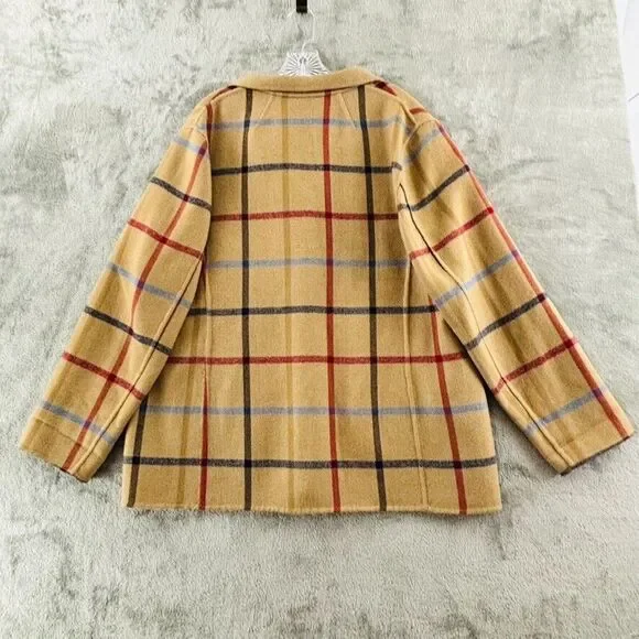 The Pendleton Check Wool Jacket Reversible Womens‎ XL Tan Plaid Button Closure - Picture 5 of 8